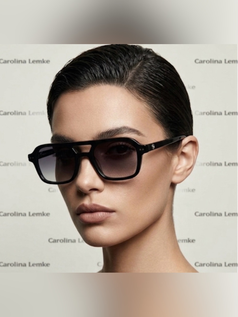 New authentic Carolina Lemke black designer sunglasses with case cleaning cloth